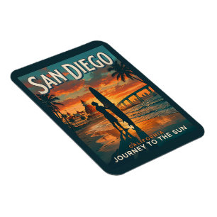 San Diego Californië Zonsondergang Surfen Reizen Magneet