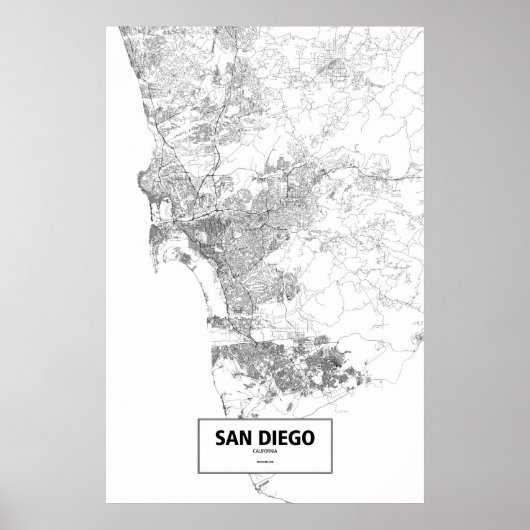 San Diego, Californië (zwart op wit) Poster (Voorkant)