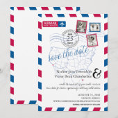 San Diego Cancun Airmail sparen de Datum Save The Date (Voorkant / Achterkant)