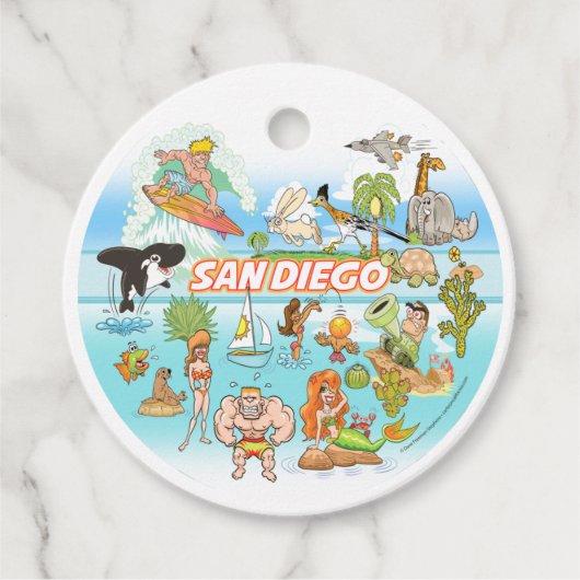 San Diego Cartoon Bedankjes Labels (Voorkant)