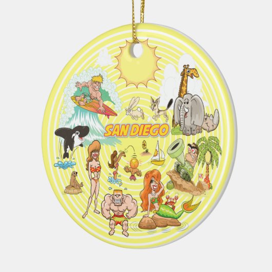 San Diego Cartoon Ceramic Ornament (Links)