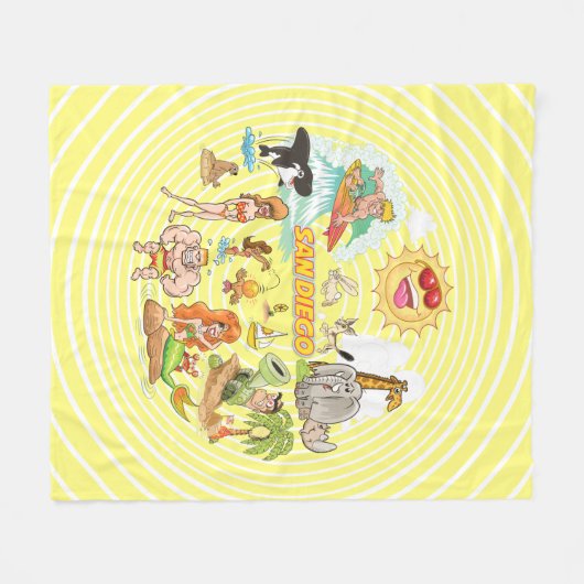 San Diego Cartoon Fleece Deken (Voorkant (Horizontaal))