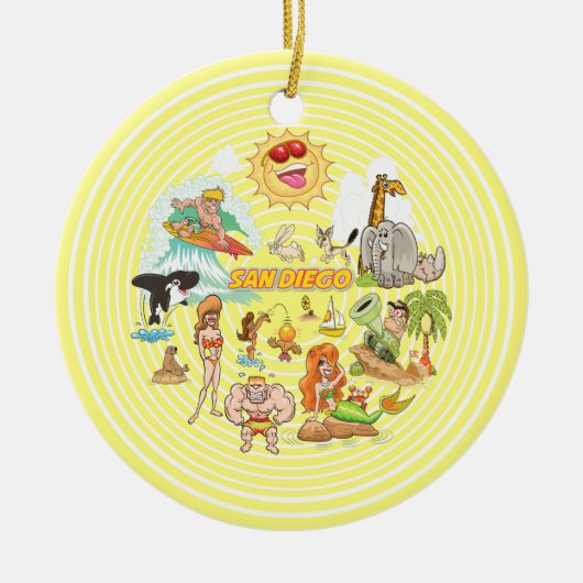 San Diego Cartoon Keramisch Ornament (Voorkant)
