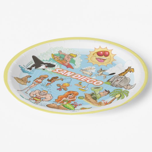San Diego Cartoon Papieren Bordje (Gekanteld)