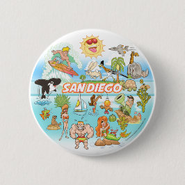 San Diego Cartoon Ronde Button 5,7 Cm
