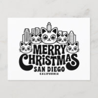 San Diego City California Merry Christmas Cats Ver
