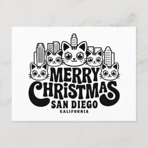 San Diego City California Merry Christmas Cats Ver Briefkaart