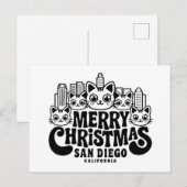 San Diego City California Merry Christmas Cats Ver Briefkaart (Voorkant / Achterkant)