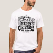 San Diego City California Merry Christmas Cats Ver T-shirt (Voorkant)