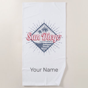 San Diego City California Retro Palmbomen Vintage Strandlaken