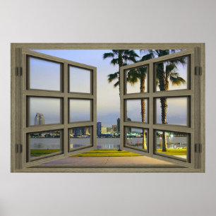 San Diego City Scape door een open Poster van het 
