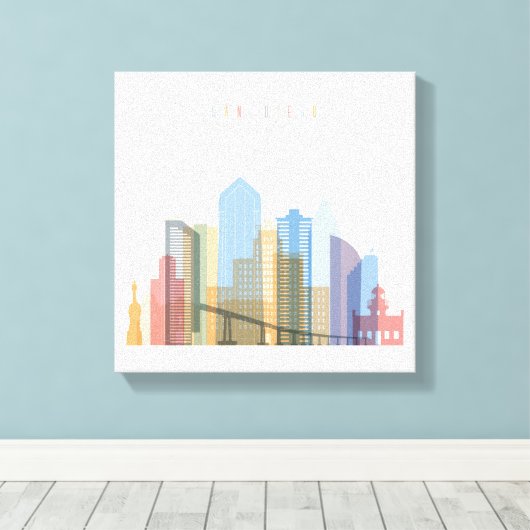 San Diego City Skyline Canvas Afdruk (Insitu (Houten vloer))