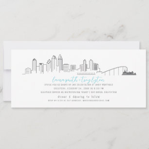 San Diego City Skyline Coronado bruiloft uitnodigi Kaart