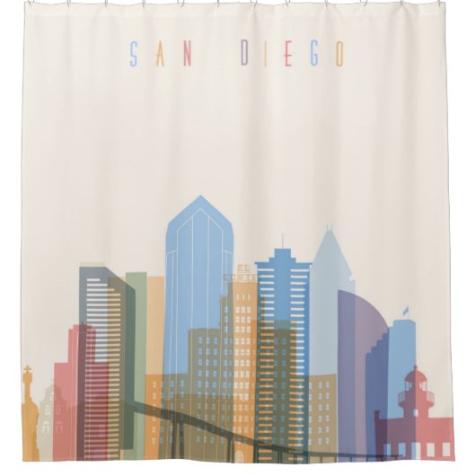 San Diego City Skyline Douchegordijn (Voorkant)