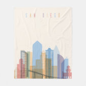 San Diego City Skyline Fleece Deken (Voorkant)