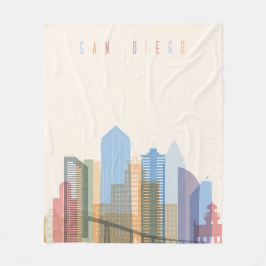 San Diego City Skyline Fleece Deken (Voorkant)