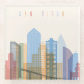 San Diego City Skyline Glazen Onderzetter (Voorkant)