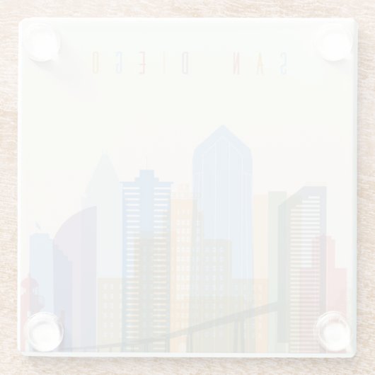 San Diego City Skyline Glazen Onderzetter (Achterkant)