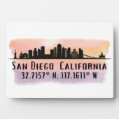 San Diego City Skyline Latitude en Lengtegraad Fotoplaat (voorkant)