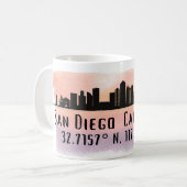 San Diego City Skyline Latitude en Lengtegraad Koffiemok (Voorkant links)