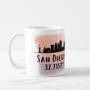 San Diego City Skyline Latitude en Lengtegraad Koffiemok