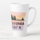 San Diego City Skyline Latitude en Lengtegraad Latte Mok (Rechts)