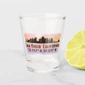 San Diego City Skyline Latitude en Lengtegraad Shot Glas (Voorkant)