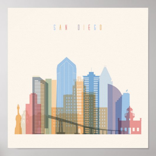 San Diego City Skyline Poster (Voorkant)