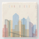 San Diego City Skyline Stenen Onderzetter (Voorkant)
