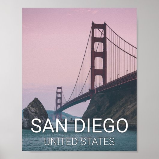San Diego City Skyline Travel Poster (Voorkant)