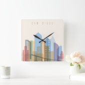 San Diego City Skyline Vierkante Klok (Huis)