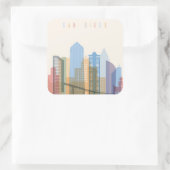 San Diego City Skyline Vierkante Sticker (Tas)