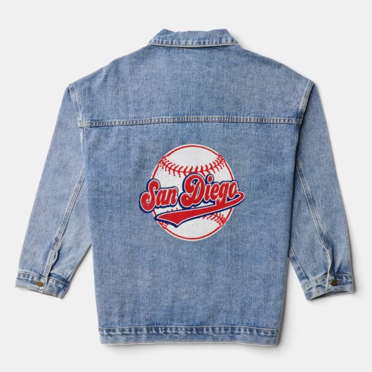  San Diego Cityscape Baseball voor mannen vrouwen Denim Jacket (Achterkant)