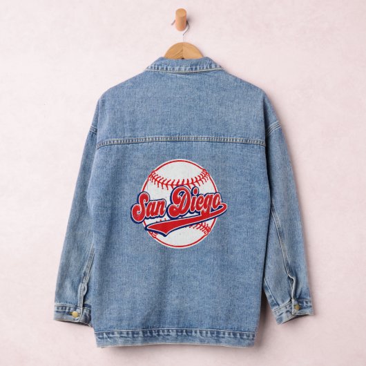  San Diego Cityscape Baseball voor mannen vrouwen Denim Jacket (Hangar)