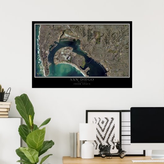 San Diego & Coronado California Satellite Map Poster (Thuiskantoor)