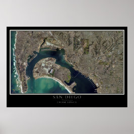 San Diego & Coronado California Satellite Map Poster