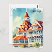 San Diego Coronado Waterverf Briefkaart (Voorkant / Achterkant)