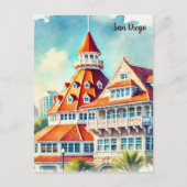 San Diego Coronado Waterverf Briefkaart (Voorkant)