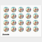 San Diego Coronado Waterverf Ronde Sticker (Vel)