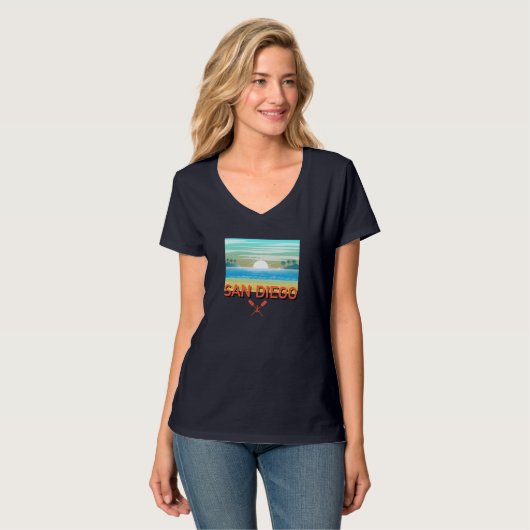 San Diego Design - Dames Basic V-hals T-shirt (Voorkant volledig)