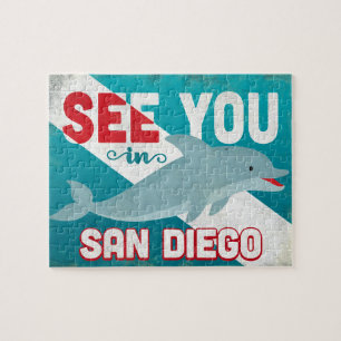 San Diego Dolphin - Retro Vintage Travel Legpuzzel
