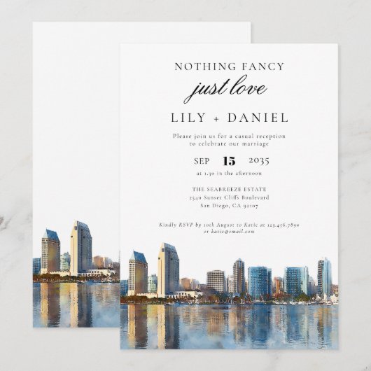 San Diego Elopement Wedding Reception Kaart (Voorkant / Achterkant)