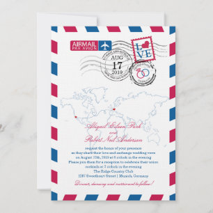 San Diego en Duitsland Airmail Hart Wedding Kaart