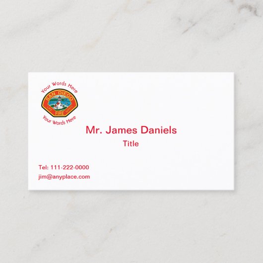 San Diego Fire Department Emblem Business Card Visitekaartje (Voorkant)