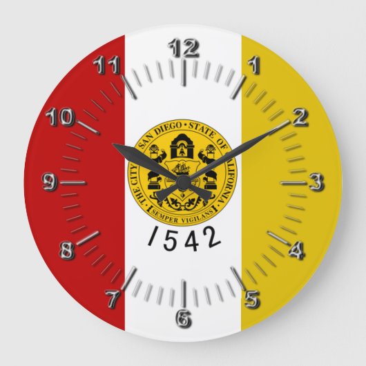 San Diego flag Large Clock Grote Klok (Voorkant)