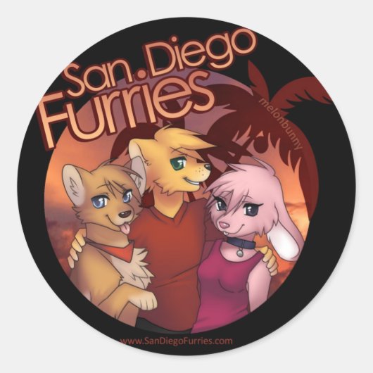 San Diego Furries Ronde Sticker (Voorkant)
