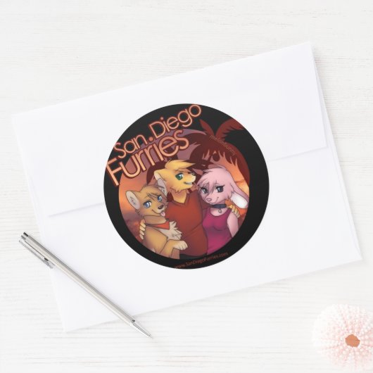 San Diego Furries Ronde Sticker (Envelop)