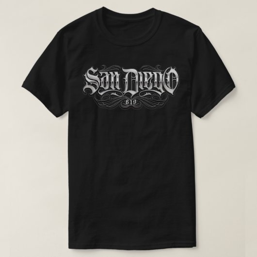 San Diego Gebied Code 619 het Manuscript Zip van d T-shirt (Design voorkant)