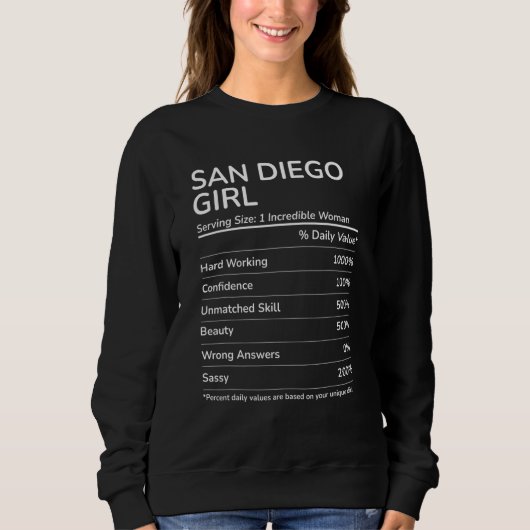 San Diego Girl Funny California Hometown Trui (Voorkant)