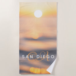 San Diego Golden Ocean Sunset Custom Strandlaken